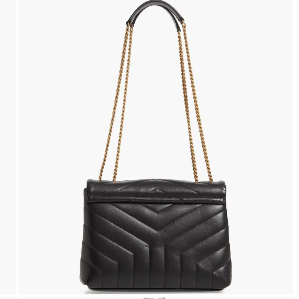 YSL Saint Laurent Small Loulou Chain Leather Shoulder Bag Black - Picture 3 of 14